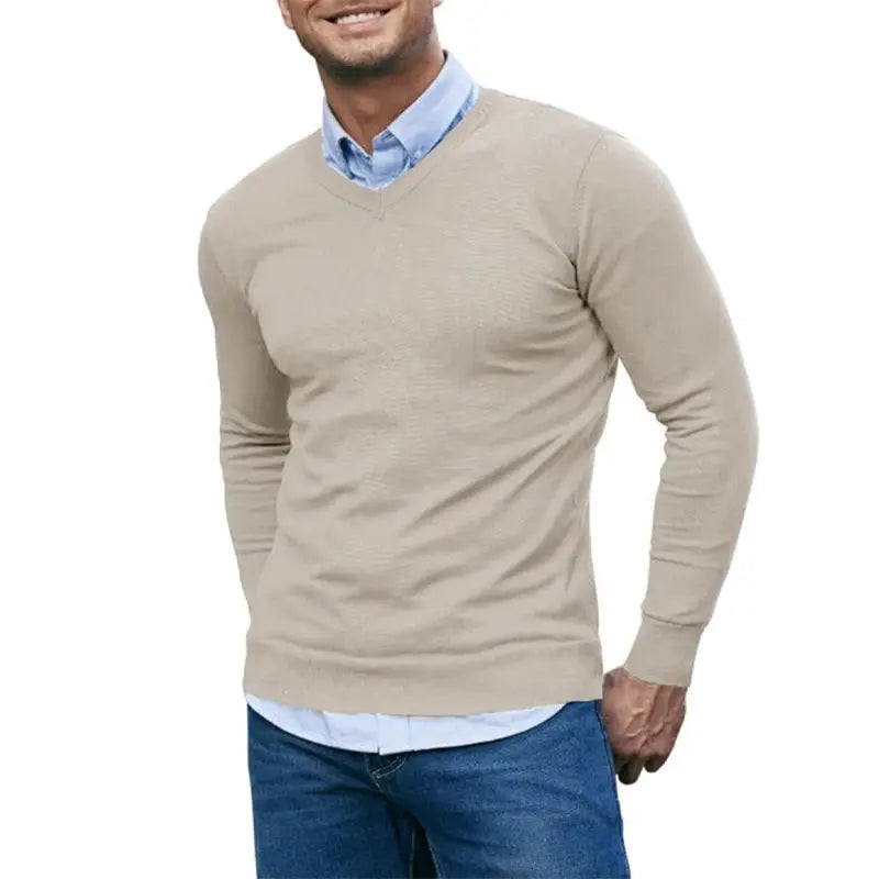 Men’s V-Neck Knit Sweater – Lightweight Slim Fit Pullover Zweitbild
