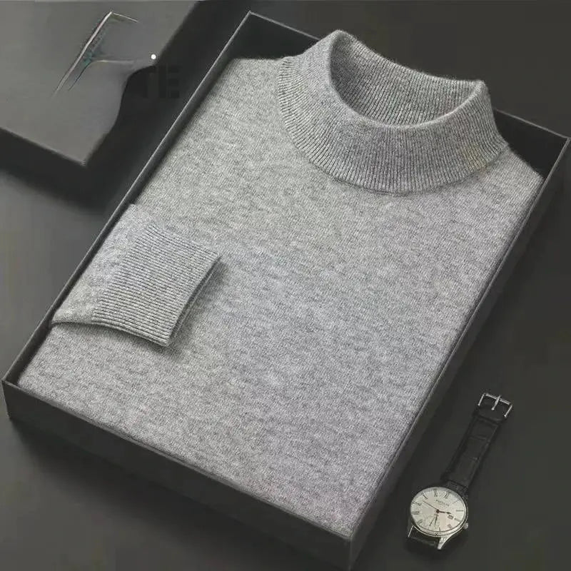 Men’s Winter Half-High Neck Sweater – Thick Warm Knit Pullover Zweitbild