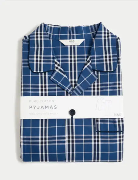 Mens Pure Cotton Checked Pyjama Set Honesty Sales