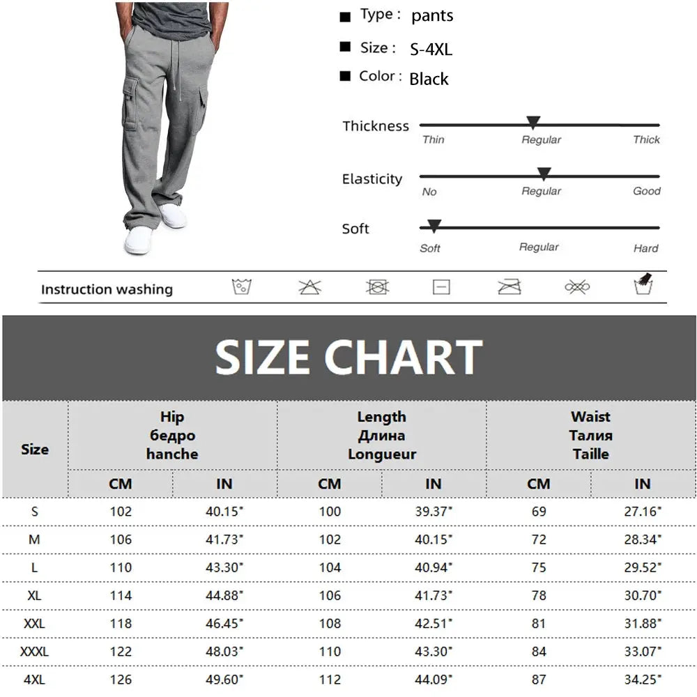 Mens Sweatpants Straight Fit Joggers for Sports and Streetwear Loose Oversized Drawstring Long Pants Men Multi-pocket Pants Dropshipman