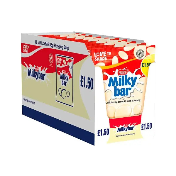 Milkybar Giant Buttons White Chocolate Sharing Bag 85g (Case of 12) Milkybar