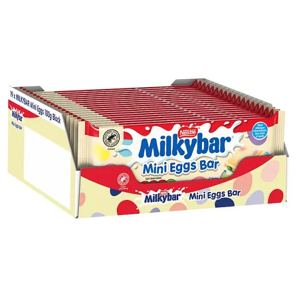 Milkybar Mini Eggs Easter White Chocolate Sharing Bar 100g (Case of 19) Milkybar