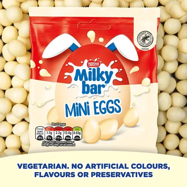 Milkybar White Chocolate Easter Mini Eggs Sharing Bag 80g (Case of 13) Milkybar