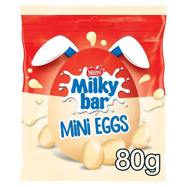 Milkybar White Chocolate Easter Mini Eggs Sharing Bag 80g (Case of 13) Milkybar