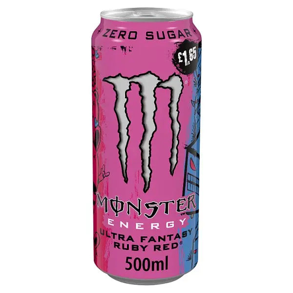 Monster Energy Drink Ultra Fantasy Ruby Red Zero Sugar 12 x 500ml (Case of 12) - Honesty Sales