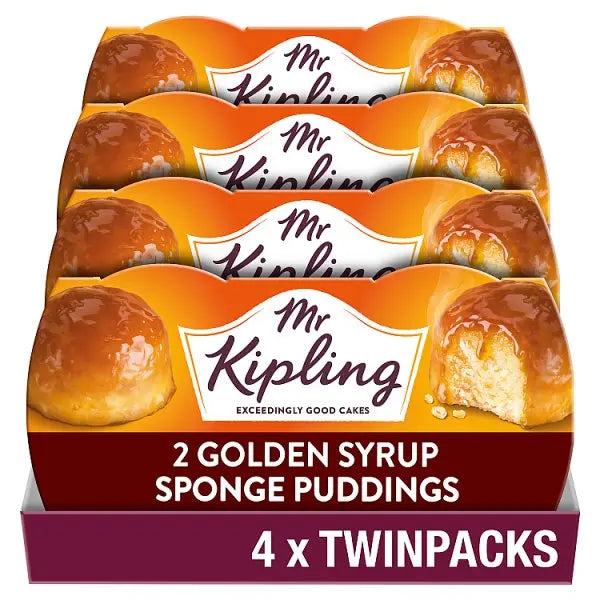 Mr Kipling Golden Syrup Sponge Pudding Desserts 2 x 95g (Case of 4) - Honesty Sales