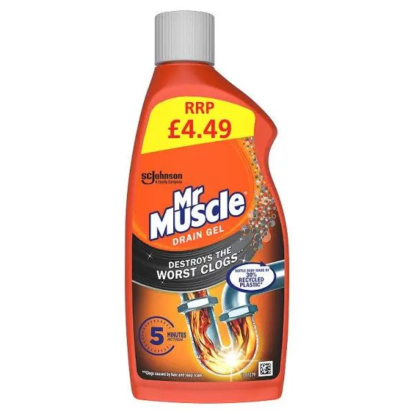 Mr Muscle Drain Gel Plughole Unblocker 500ml PMP (Case of 6) - Honesty Sales