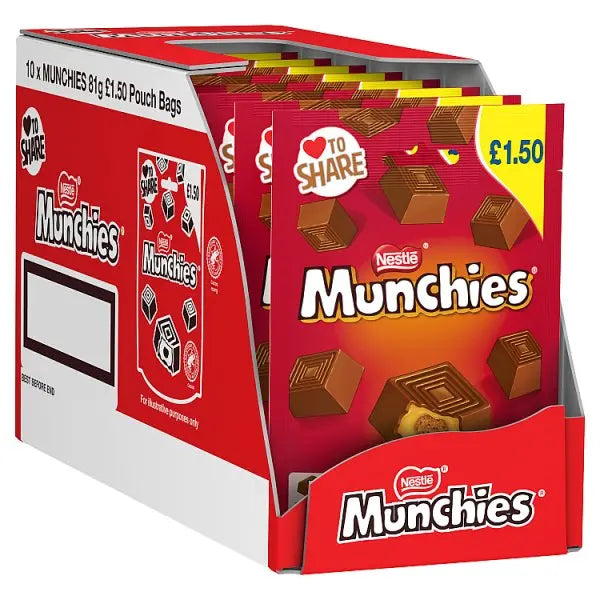 Munchies Milk Chocolate & Caramel Share Bag 81g (Case of 10) Munchies