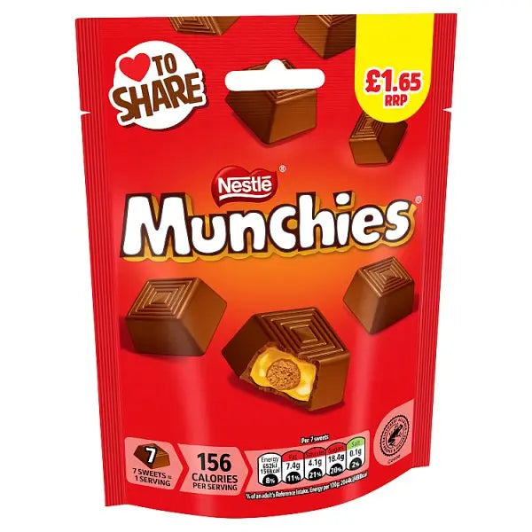 Munchies Milk Chocolate & Caramel Sharing Bag 81g (Case of 10)  Honesty Sales U.K