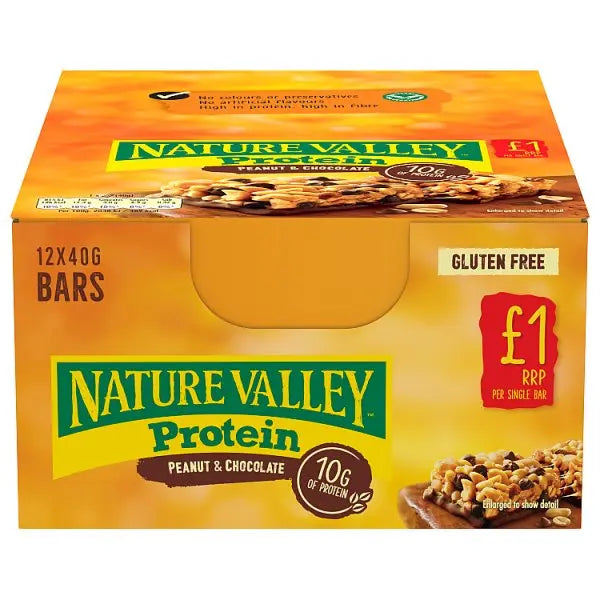 Nature Valley Protein Peanut & Chocolate Cereal Bar 40g (Case of 12) - Honesty Sales Main image