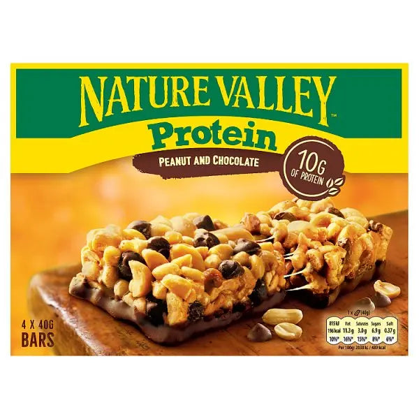 Nature Valley Protein Peanut & Chocolate Cereal Bars 4 x 40g (160g) (Case of 8) - Honesty Sales Main image