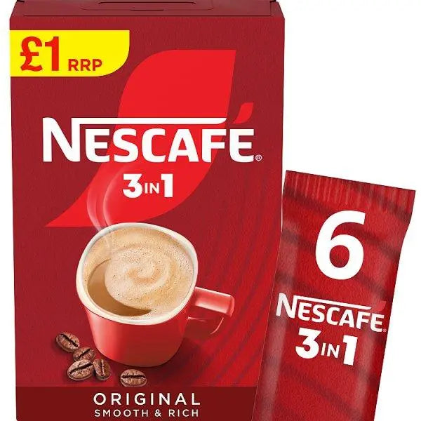Nescafé 3 in 1 Original 6 x 16g (96g) (Case of 11) - Honesty Sales U.K