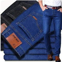 New Men Comfortable Soft Business Fashion Straight Casual Denim Trousers Male Brand Clothing Light Luxury Stretch Slim Fit Pants Dropshipman