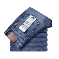New Spring Autumn Men Classic Jeans Business Fashion Straight Regular Blue Stretch Denim Trousers Men's Smart Jeans Dropshipman