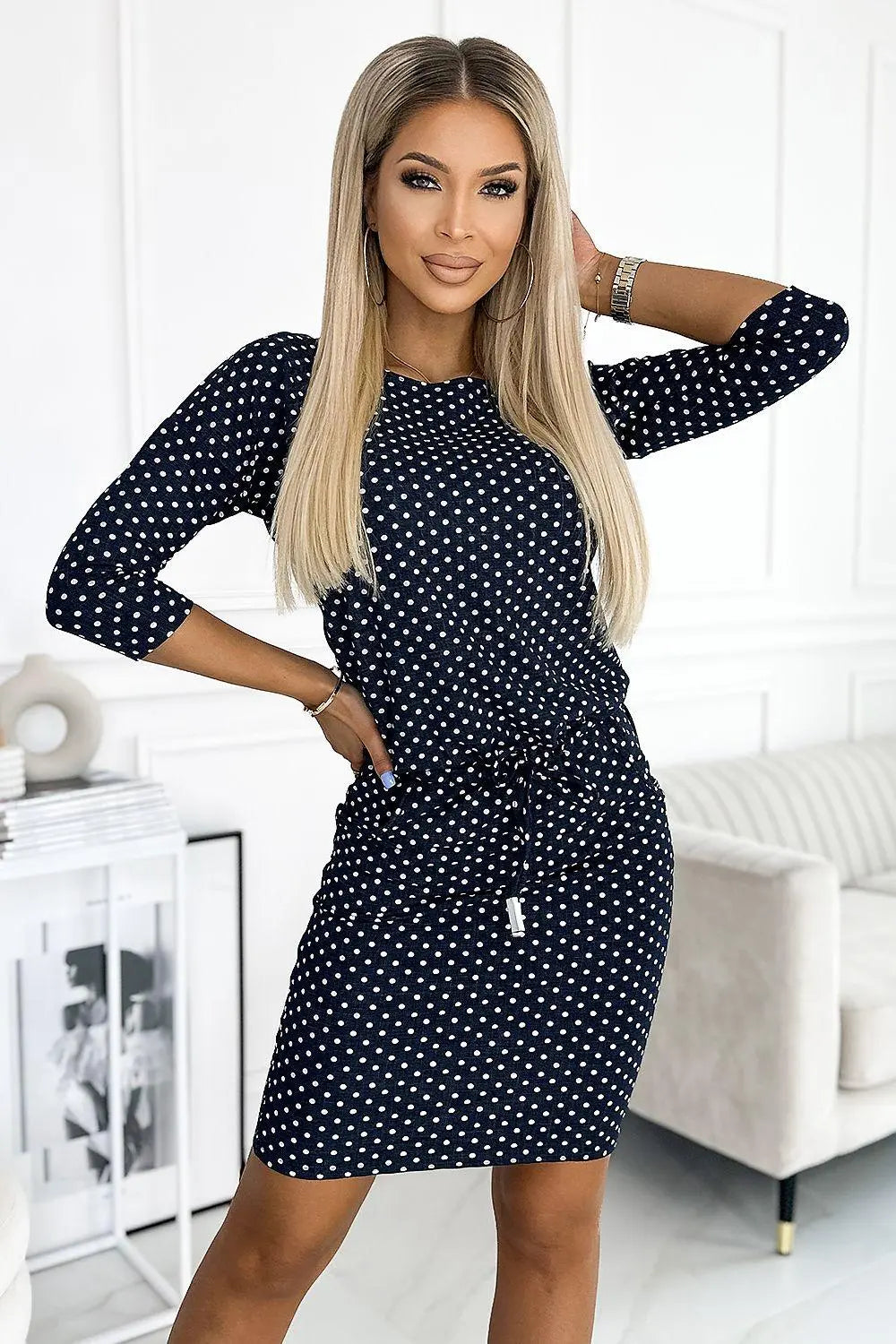 Numoco sports daydress with binding, pockets, boat neckline and 3/4 sleeves - Honesty Sales