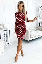 Numoco sporty daydress with binding, pockets, boat neckline and 3/4 sleeves - Honesty Sales