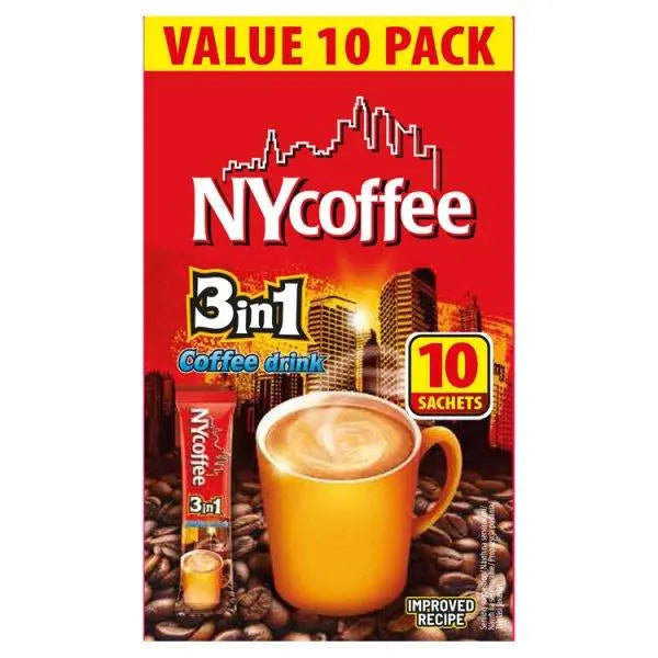 Nycoffee 3 in 1 Coffee Drink 10 x 14g (140g) (Case of 10) - Honesty Sales U.K