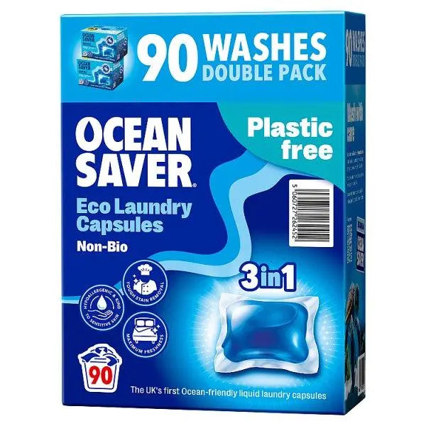 Ocean Saver Non-Bio Eco Laundry Capsules 90 x 14ml (1260ml) - Honesty Sales U.K