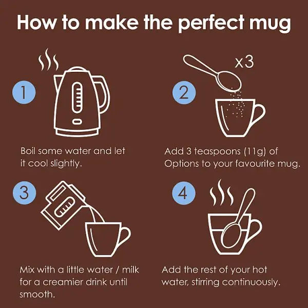 Options Instant Belgian Hot Chocolate Drink 220g (Case of 6) - Honesty Sales U.K