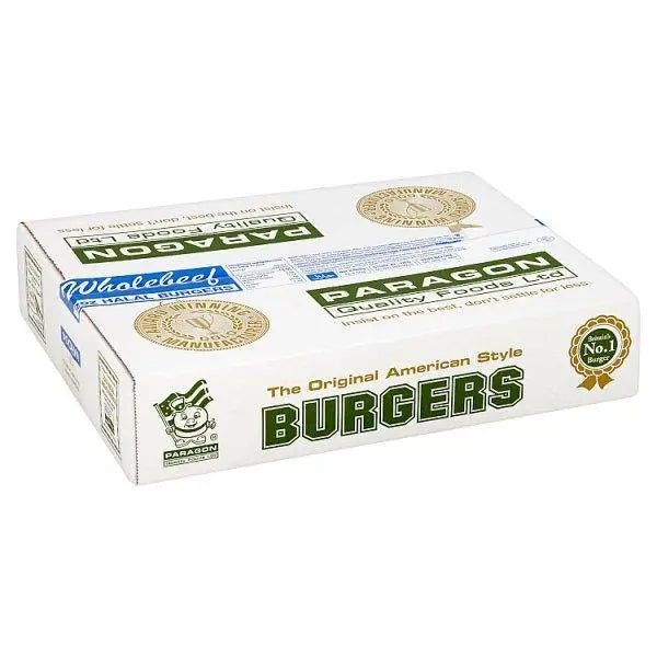 Paragon Wholebeef Halal Burgers 48 x 56g (2.68kg) - Honesty Sales