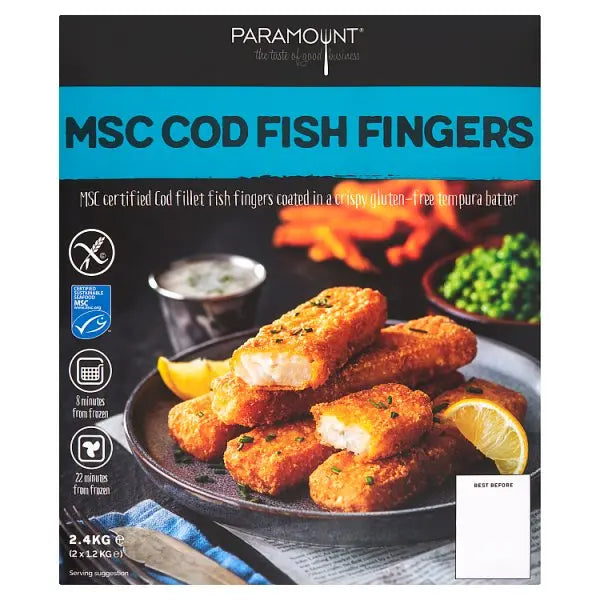 Paramount MSC Cod Fish Fingers 2 x 1.2kg (2.4g) - Honesty Sales U.K Main image