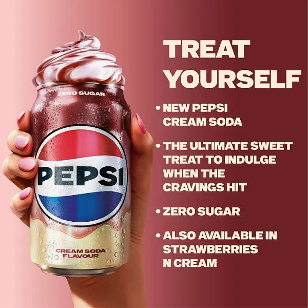 Pepsi Treats Cream Soda Flavour Cans 24 x 330ml (Case of 24)  Honesty Sales U.K
