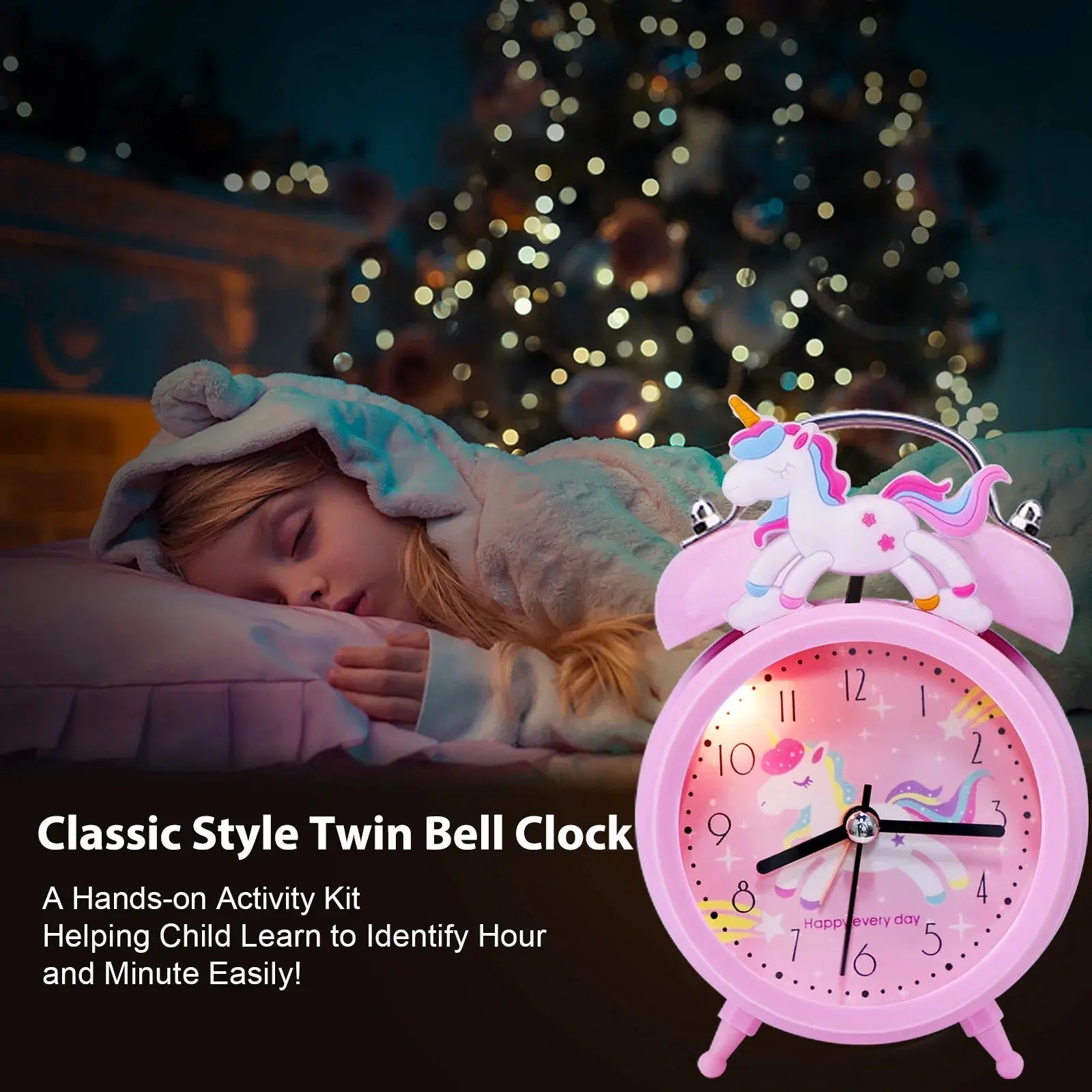 Pink Unicorn Childrens Alarm Clock Cartoon Desktop for Kids Bedroom Home Decor Alarm Clock Bedside Table Child alarm Gifts Clock - Honesty Sales