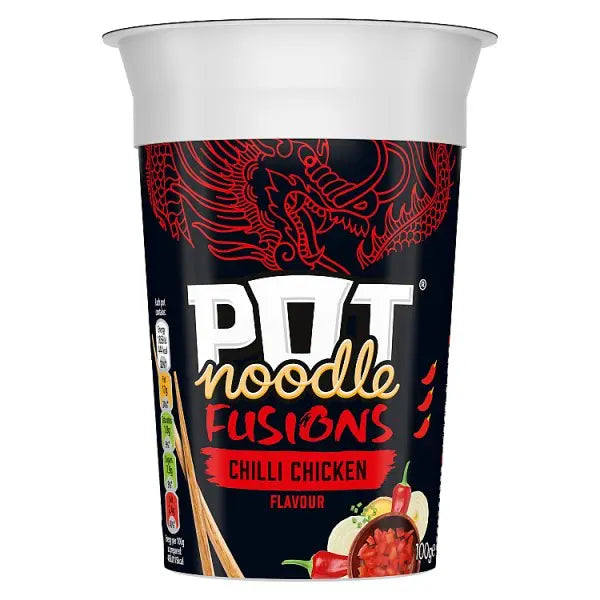 Pot Noodle Fusions Instant Snack Chilli Chicken 100 g (Case of 8)  Honesty Sales U.K