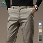 Premium Combed Cotton Men's Chinos | Business Casual Straight Fit Pants | Solid Color Gray Trousers Dropshipman