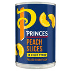 Princes Peach Slices in Light Syrup 410g (Case of 6)  Honesty Sales U.K