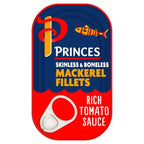 Princes Skinless & Boneless Mackerel Fillets Rich Tomato Sauce 125g (Case of 10)  Honesty Sales U.K