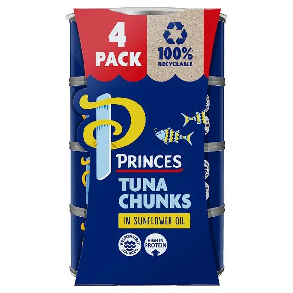 Princes Tuna Chunks in Sunflower Oil 4 x 145g (Case of 6)  Honesty Sales U.K