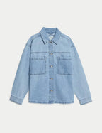 Pure Cotton Denim Relaxed Shacket Honesty Sales
