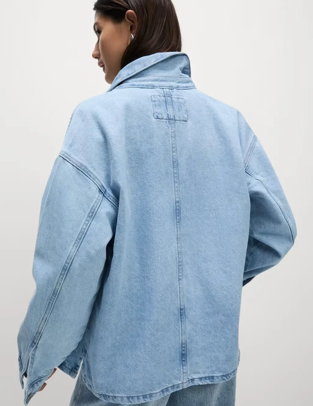 Pure Cotton Denim Relaxed Shacket Honesty Sales