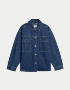 Pure Cotton Denim Relaxed Shacket Honesty Sales