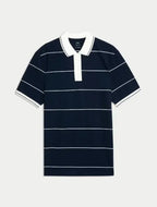 Pure Cotton Pique Striped Polo Shirt Honesty Sales