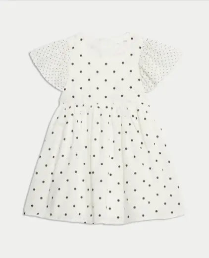 Pure Cotton Polka Dot Dress (2-8 Yrs) M&S Collection