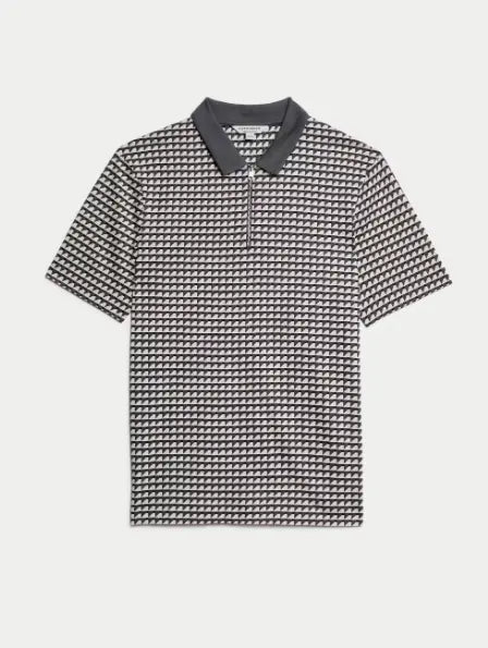 Pure Supima Cotton Geometric Polo Shirt - Honesty Sales Main image
