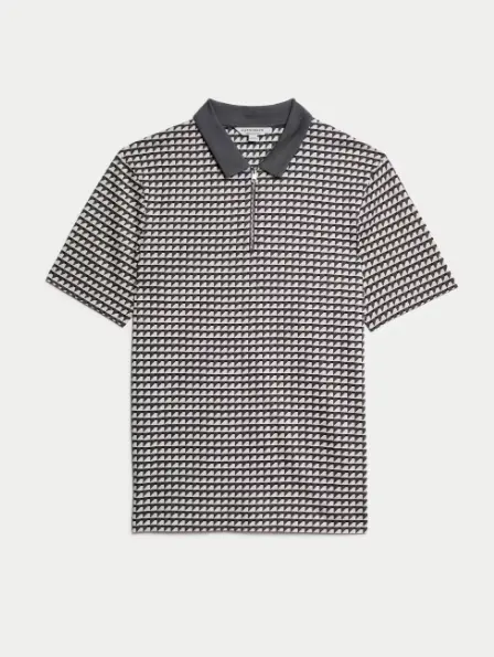 Pure Supima Cotton Geometric Polo Shirt - Honesty Sales