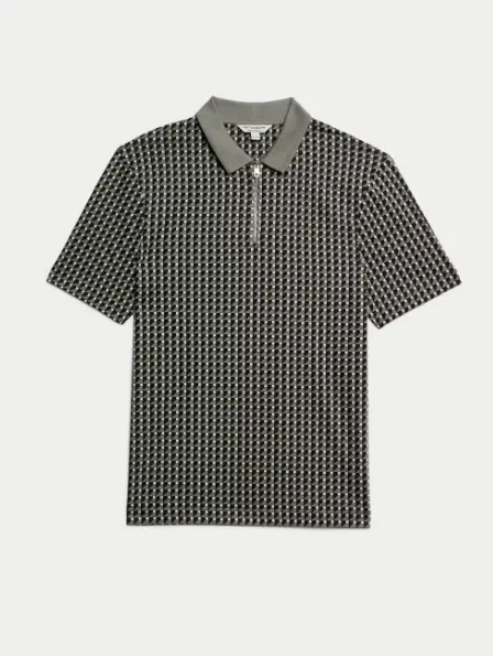 Pure Supima Cotton Geometric Polo Shirt - Honesty Sales