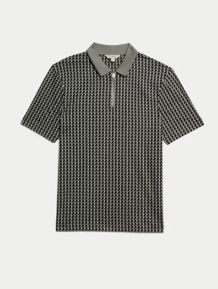 Pure Supima Cotton Geometric Polo Shirt - Honesty Sales