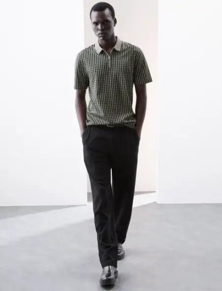 Pure Supima Cotton Geometric Polo Shirt - Honesty Sales