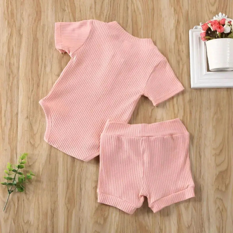 Pydcoco US Stock 0-24M 2PCS Kid Baby Clothes Set Short Sleeve Bodysuit Shorts Outfits Summer Set Honesty Sales U.K