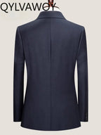 QYLVAWOY Men’s 100% Wool Suit – High-End Business & Wedding Formal Wear (LJ2053)  Honesty Sales U.K