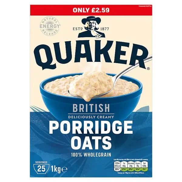 Quaker British Porridge Rolled Oats RRP (Case of 6) - Honesty Sales Main image