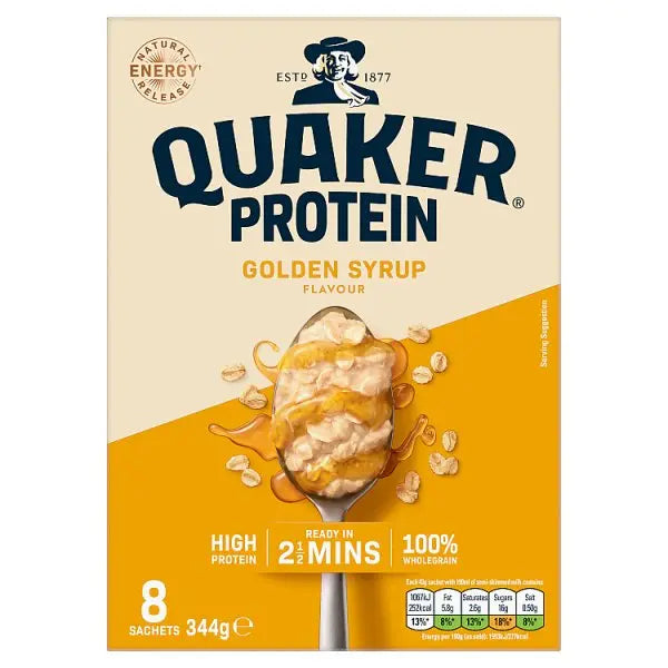 Quaker Oat So Simple Protein Golden Syrup Porridge Sachets 8x43g (Case of 6) Kellogg's