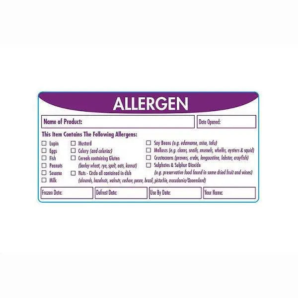 Rectangular adhesive ALLERGEN produce label - Sets of 500 - Honesty Sales Main image