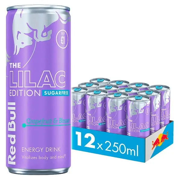 Red Bull Energy Drink Sugar Free Lilac Edition Grapefruit & Blossom 250ml x 12 (Case of 12)  Honesty Sales U.K Image principale du produit