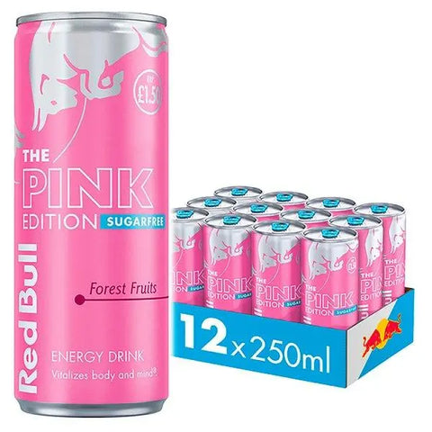 Red Bull The Pink Edition Sugarfree Forest Fruits Energy Drink 250ml (Case of 12) - Honesty Sales U.K