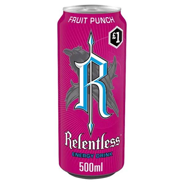 Relentless Fruit Punch Energy Drink 500ml (Case of 12)  Honesty Sales U.K